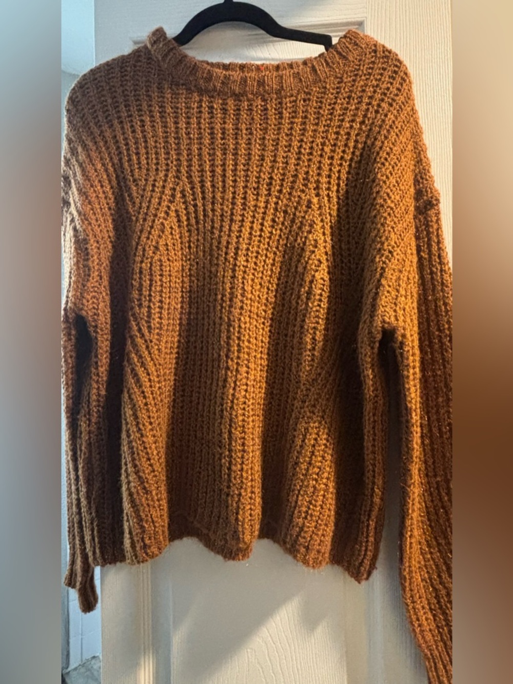 BE COOL Chunky Scoop Neck Sweater - Rust Brown